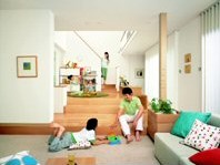 くぼみ空間を作ることで家族団らんの場とした「ピットリビング」