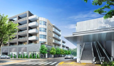 「レクセル府中西府」完成予想図。右手が08年度末開業の「西府」駅