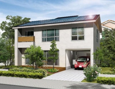 太陽光発電システムを搭載した43坪モデルプラン(オプション仕様を含む)の外観イメージ