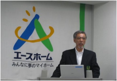 平成21年度のスローガンを語る代表取締役社長の竹田善明氏。
