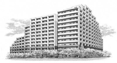 「港南台うぐいす住宅」施工再建マンションイメージイラスト図
