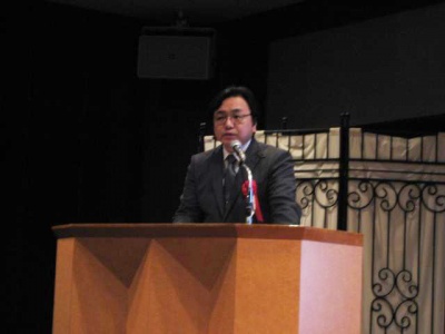 大会の冒頭であいさつしたハイアス・アンド・カンパニー(株)代表取締役の濱村聖一氏