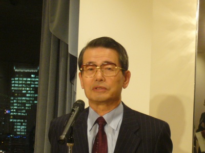 懇親会の冒頭、あいさつをする高層住宅管理業協会理事長の黒住昌昭氏