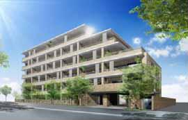 「平成22年度第1回住宅・建築物省CO2先導事業」に、新築分譲マンションとして唯一採択された「兵庫県西宮市協同住宅プロジェクト」完成予想図