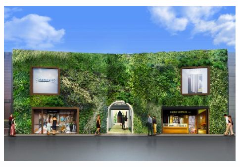 壁面緑化を施した「南青山サンタキアラ教会」の外観イメージ