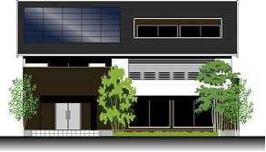 豊橋展示場モデルハウス「OPTIS 大収納のある家」外観イメージ。外観は伝統的な日本建築を現代らしく表現したデザイン