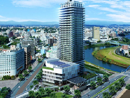 「熊本駅前東A地区第二種市街地再開発事業『くまもと森都心』」外観
