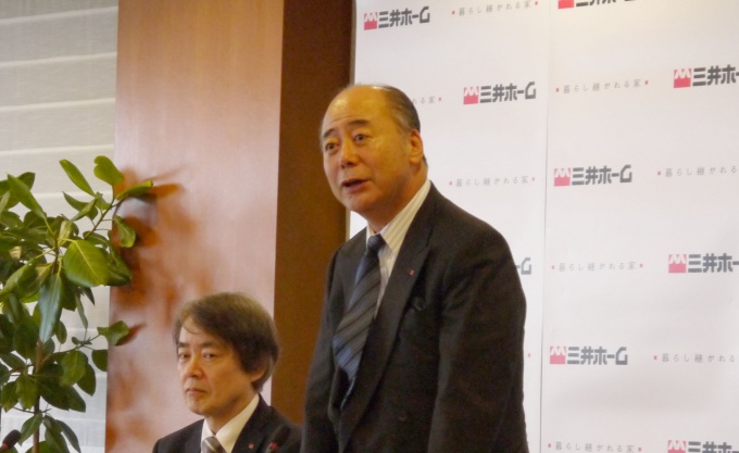 「三井グループのシナジーを強化し、受注の拡大に努めていきたい」と述べる三井ホーム(株)代表取締役社長の生江隆之氏