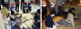 帰宅困難者訓練の様子