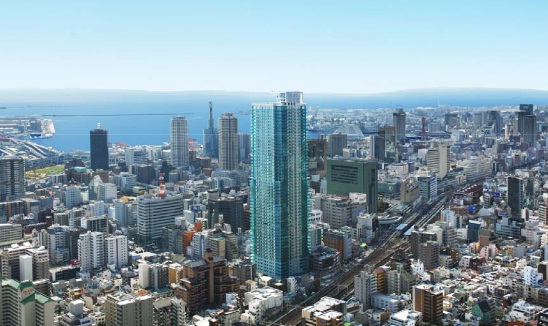 「シティタワー神戸三宮」外観と神戸市内