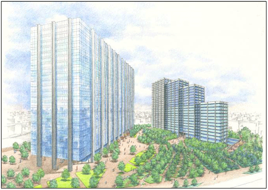 「西品川一丁目地区第一種市街地再開発事業」完成予想図