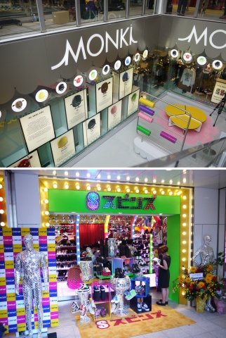 地下1階および1階に出店する「MONKI」(写真上)と、2階に出店する「スピンズ」