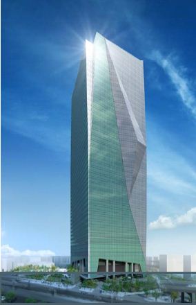 地上40階建ての業務棟の完成予想図。最新のBCP対策を施した最新鋭のビルになる