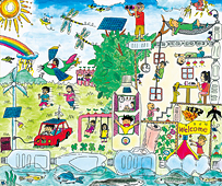 “地球がよろこぶ家”大賞を受賞した松本朝陽さんの「あらゆるECOなこと」を描いた作品