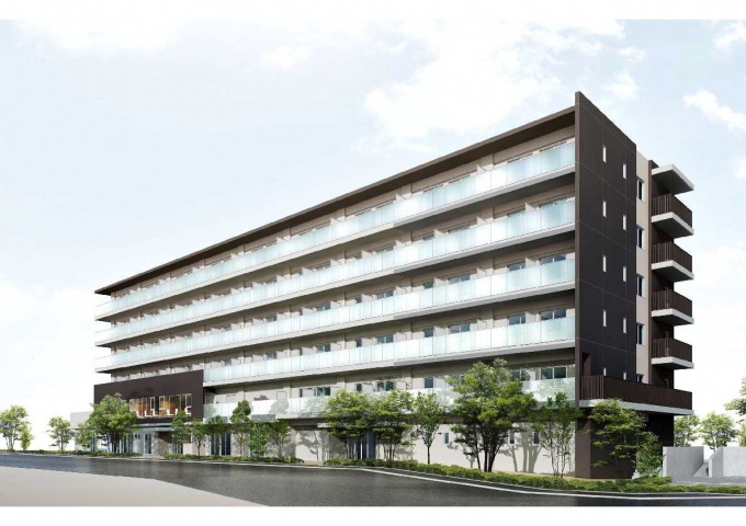 「(仮称)グレイプス川崎新町」完成予想図。交流スペースを建物内に設けて保育所の児童と入居する高齢者の交流を支援する