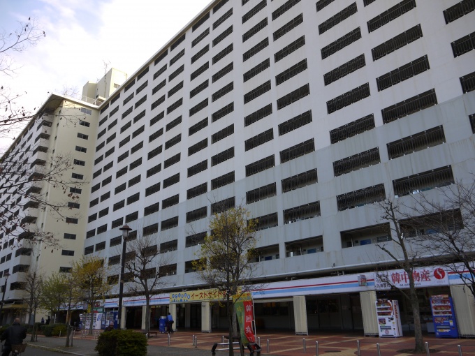 「高島平団地」外観。駅目の前の立地で都心へのアクセスも良く、子育て世代の利便施設や公園などが充実しているが、築40年が経過し少子高齢化が進んでいる