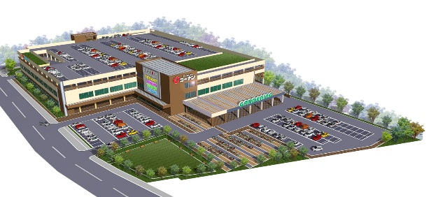 取得した底地に建設予定の「(仮称)コーナン川崎南店」の完成予想図