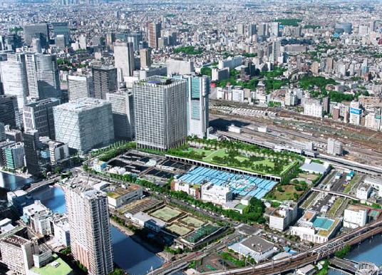 「品川シーズンテラス」完成予想図。約3.5haの広大な緑地を整備する