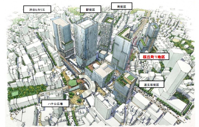 「渋谷駅桜丘口地区再開発計画」完成イメージ
