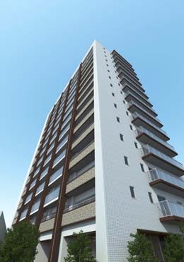 「プレミスト大清水邸苑」完成予想図。老舗料亭のデザインを継承し、外壁や外装材に白壁や木の風合いを反映させた