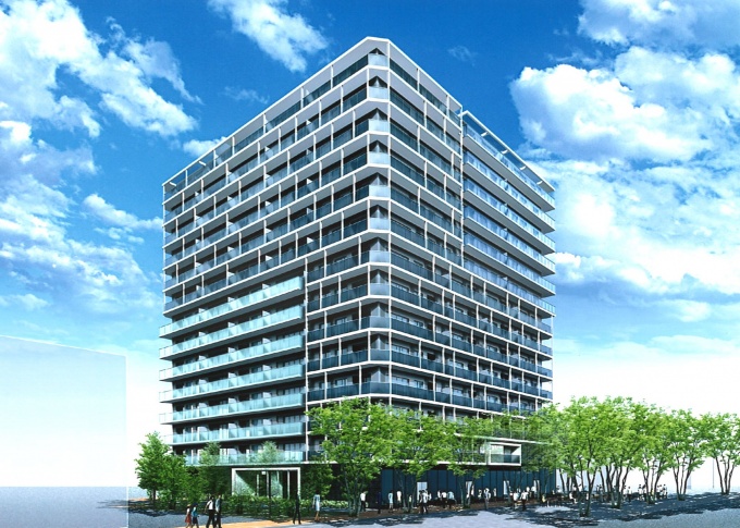 再開発により、14階建てビルを建設。2階から上を分譲マンションとして販売する
