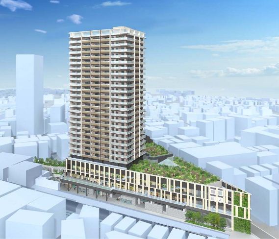 「リズモ大泉学園」全体完成予想図。低層部が「グランエミオ大泉学園」
