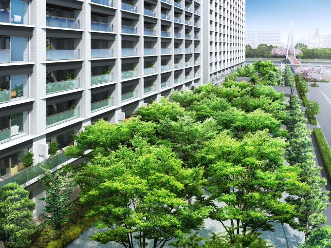 「ブランズシティ品川勝島」建物前に広がる約2