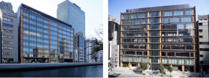 「北浜一丁目平和ビル」外観(右が正面エントランス、左が中之島サイド)