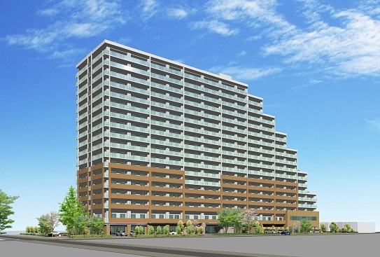 大型複合賃貸マンション「(仮称)ロイヤルパークスER万代」外観イメージ