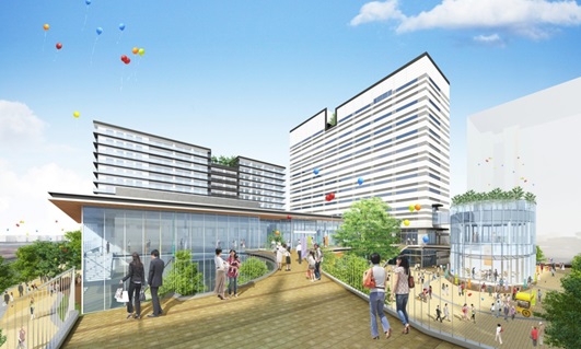 「流山おおたかの森」駅前市有地活用事業イメージ