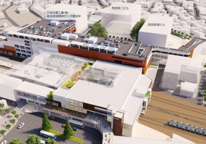 「所沢東口駅ビル計画」外観(西口方面から望む)