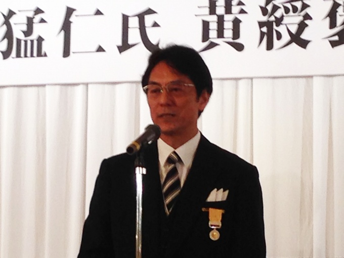 「今後も微力ながら不動産業界ならびに地域にの発展に全力で取り組み、より一層の社会貢献に尽くしていきたい」と挨拶する和氣猛仁氏