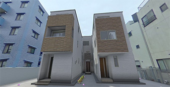 VRによる建物の完成後の外観イメージ