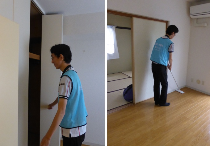見学会当日は、ASAスタッフが業務を受託した空室物件に入室し、空気の入れ換えや建具・設備等の不具合の有無の確認、清掃などをする様子が公開された