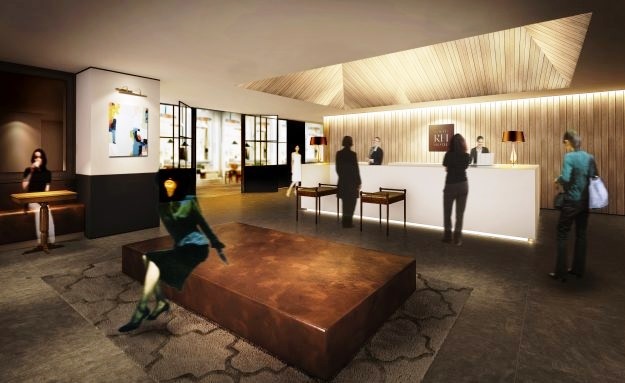 長野を感じさせる木の質感と寄木の天井、格子建具で「邸宅らしさ」を出したロビー